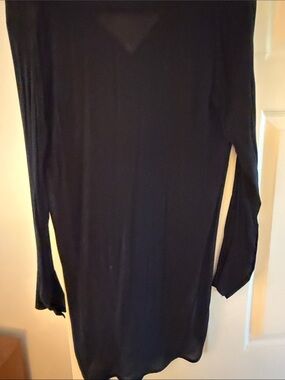 Vince Black Long-Sleeve V-Neck Draped Top